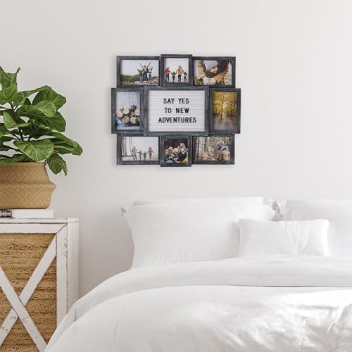 Black 19x17 Inch 8-Opening Collage Picture Frame with Letter Board - Elements
