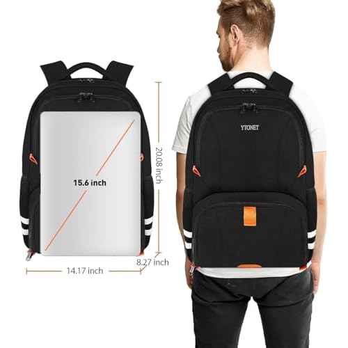 Ytonet Gym Backpack For Men Women, Travel Sports Track Bag With Shoe Compartment USB Charging Port, Large Workout Laptop Backpack Water Resistant College Bag Fit 15.6 Inch, Camping, Black