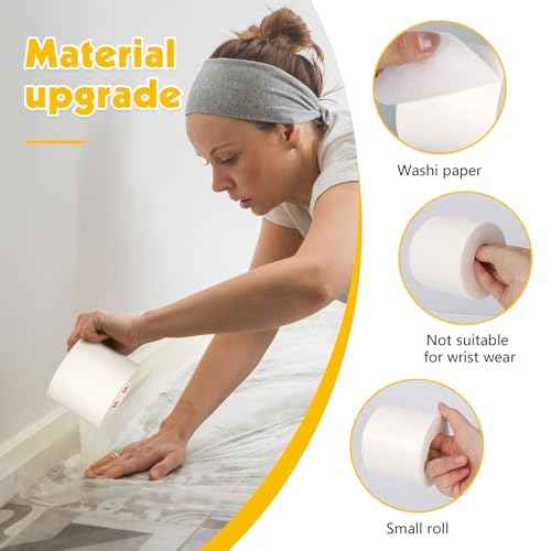 6 Rolls White Masking Tape 3 Inches Wide 2.83In ¡¿ 55Yd Beige White Painters Tape General Purpose Painters Tape for Wall Painting Masking Packaging, Upgraded Material