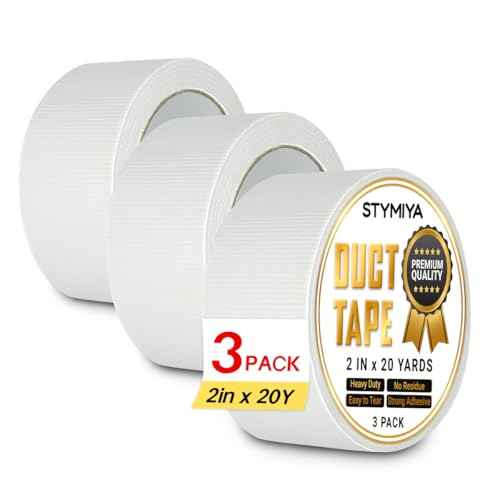 White Duct Tape Heavy Duty: 3 Rolls 2''x20yd Wide Waterproof Outdoor Duck Furniture Repair Tape Bulk - Strong Adhesive Weather UV Resistant No-Residue Masking Tapes Patterns Variety Pack (White)