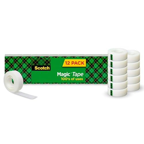 Scotch Magic Invisible Tape - 12 Rolls, 0.75 in. x 1000 in., Matte Finish, Clear Adhesive, For Office & Crafts - Includes Variation of 12 Rolls