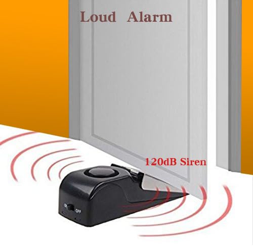 EMDMAK 2 Pack Door Stop Alarm with 120dB Siren, Travel & Home Security, Black