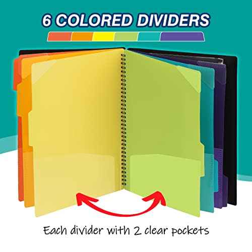H4D 12 Pocket Poly Project Organizer, Spiral Multi Pocket Folder Organizer, Multi-Subject Folder Notebook, Letter Size