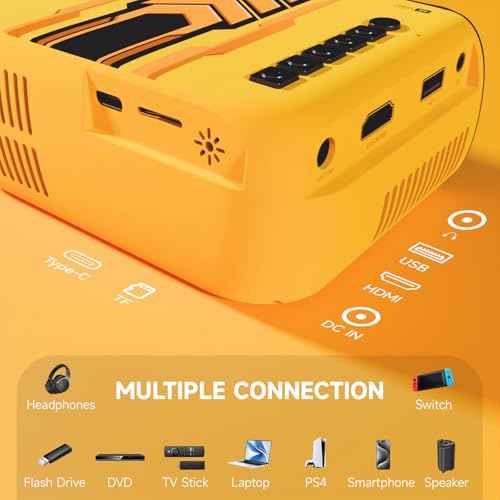 Mini Projector for iPhone, iGRR 2024 Upgrade Video Projector for Kids Gift, Cartoon, Unique Design Portable Movie Projector Compatible with TV Stick Smartphone/HDMI/USB/AV, indoor & outdoor use