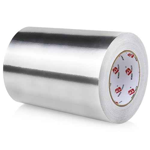 BOMEI PACK Aluminum Foil Tape,Heavy Duty Metal Duct Tape,High Temperature Silver Tape,Perfect for Sealing & Patching,HVAC,Air Ducts,Insulation and Metal Repair (8 Inch x 55 Yards)
