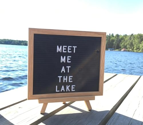 Hiflyer Black Felt Letter Board 10x10 Inch Changeable Message Sign with Stand