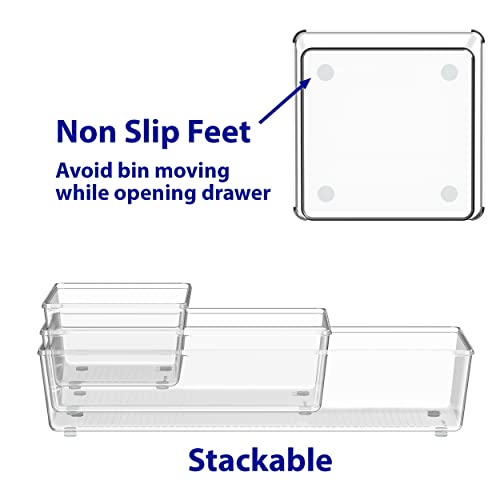 Simple Houseware Clear Drawer Organizer 6-Pack Assorted Sizes for Home & Office
