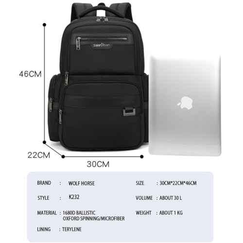 Backpack Men's Multilayer Backpack Business Casual Bag Large Capacity Multifunctional Computer Bag,waterproof, fits 15.6inch notebook(Black)