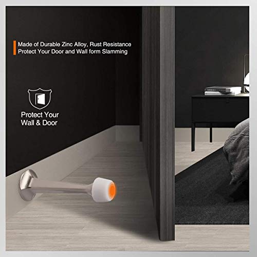 KOVOSCH 2 Pack Satin Nickel Heavy Duty Rigid Door Stops with Rubber Tips