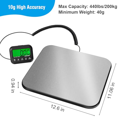Heavy Duty Digital Postal Shipping Scale 440 lbs/10g Accuracy with Tare & Counting