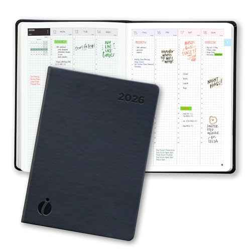 Inamio 24 Hourly Planner 2026 ? 24 Hour Weekly and Monthly Appointment Book 2026 ? Hardcover, Japanese Design ? Minimalist Teacher and Annual Planner with Time Slots ? 6 x 8.5