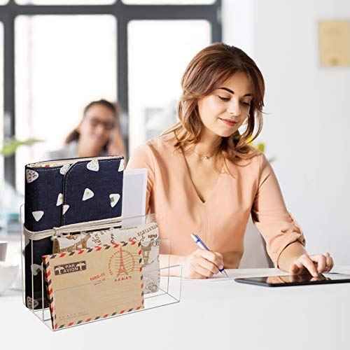 Crystal Clear Acrylic Desktop File Sorter Thick Cast Holder for Document Paper Letter Book Envelope Laptop Eyeshadow Makeup Palette office File Organizer Stand Rack on Office Desktop