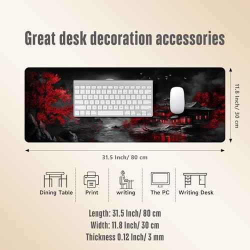 Extended Gaming Mouse Pad, Large Mouse Mat 3 mm Nature Rubber Base Mousepad with Stitched Edges, Non-Slip Desk Mat for Office Home Great Gift 31.5x11.8 Inch (Dark Canyon 5)