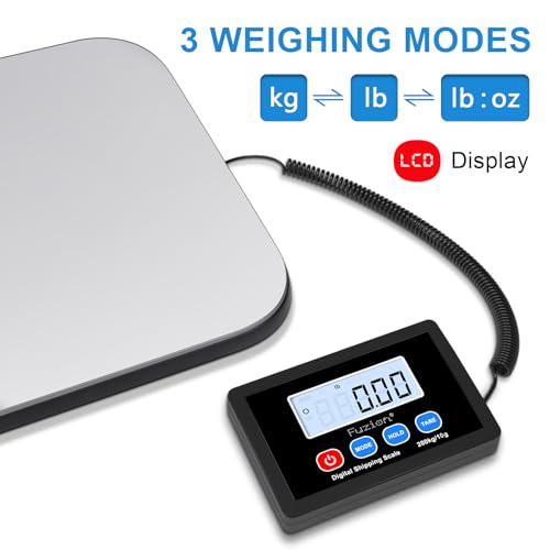 Fuzion-LiftX Shipping Scale, 440LB/200KG x 10g Digital Postal Scale, Hold/Tare Function, Shipping Scale for Packages Small Business/Luggage/Mailing/Postage, Battery & AC Adapter Included