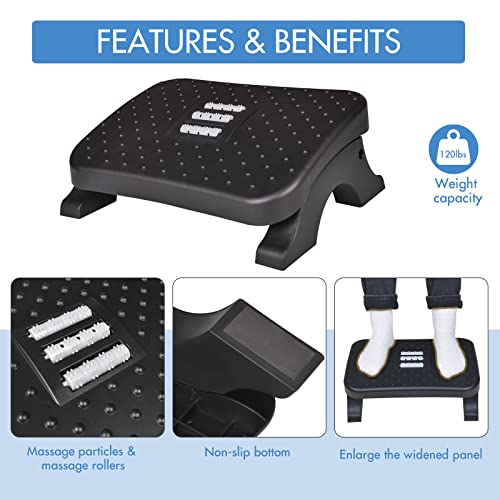 Under Desk Footrest with Massage Rollers – Ergonomic Foot Stool for Home Office