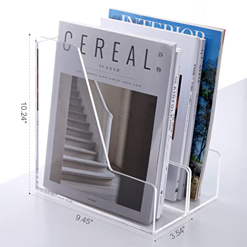 SANRUI Acrylic Magazine File Holders, Classroom Organization and Storage, Clear Bookend File Sorter, Desktop File Organizer 2-Pack