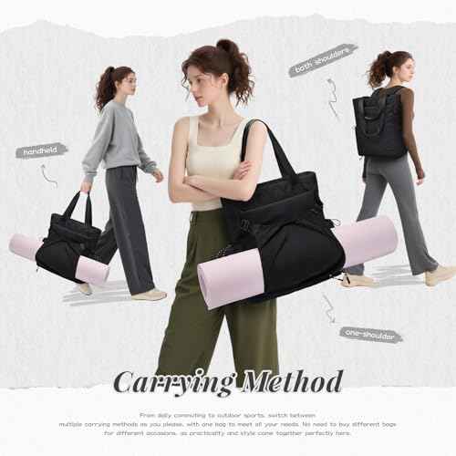 GOLF SUPAGS Convertible Laptop Backpack for Women 15.6" Laptop Tote Casual Daypack for Work Travel College Bag (Black)
