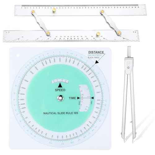 3 Pcs Marine Navigation Kit, Basic Navigation Set Include 18" Marine Parallel Ruler with Clear Scales, 8" Diameter Nautical Plotter Protractor, 6" Fixed Point Divider for Boat Accessories