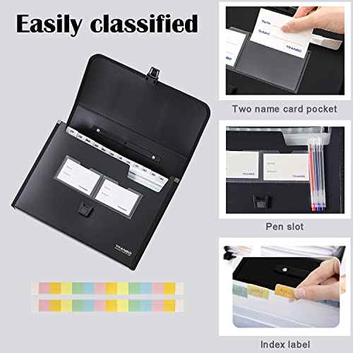 2 Pack 25 Pockets Letter Size/A4 Accordion File Organizer with Handle, TRANBO Expanding File Folder, Expandable Document Paper Organizer for Travel School Office