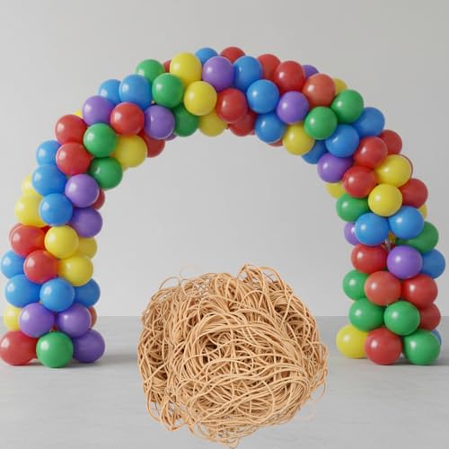 AMUU Beige Rubber Bands 210pcs 18cm Flat, 1.5mm Thick, 14in Circumference for Office & DIY