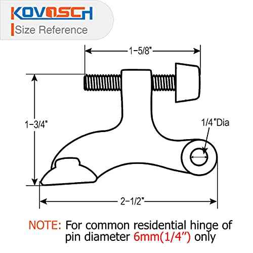 2 Pack Hinge Pin Door Stopper Brushed Satin Nickel - Adjustable Heavy Duty Hinge Pin Door Stop with White Rubber Bumper Tips