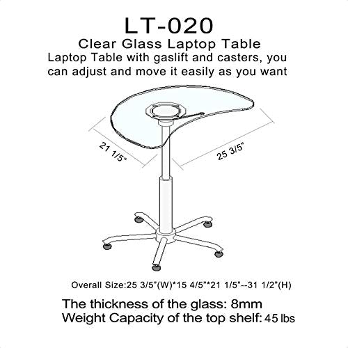 Maragozakis Oval Credenza Desk - Glass Top with Metal Base, Adjustable Height