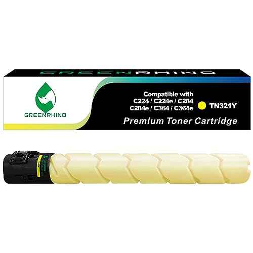GREENRHINO Compatible Toner Cartridge Replacement for Konica TN321 TN321Y (A33K230) to use for Minolta BizHub C224 C224e C284 C284e C364 C364e (Yellow, 1-Pack)