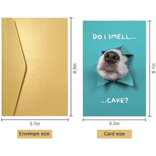 Funny Dog Birthday Cake Card, Cute Birthday Card from Dogs, Humor Dog Peeking Through Card, Do I Smell... Cake?