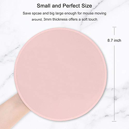 Pink Round Mouse Pad R1-Pink 8.7 inch Anti-Slip Waterproof Office & Gaming