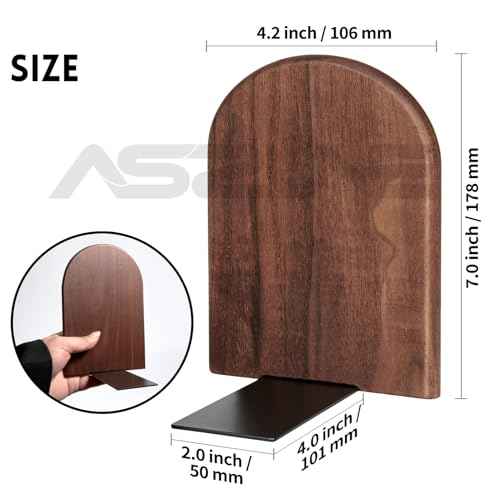 6Pairs Book Ends Hold Heavy Books Wood Bookends for Heavy Books Heavy Duty Walnut Book Ends for Men Wood Bookends for Office Desk Non-Skid