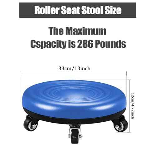 Lanstics Low Roller Seat Wheel Stool Chair PU Leather Rolling Stool Seats on Wheels for Home Office Fitness Round Roller Seat Stool (Blue)