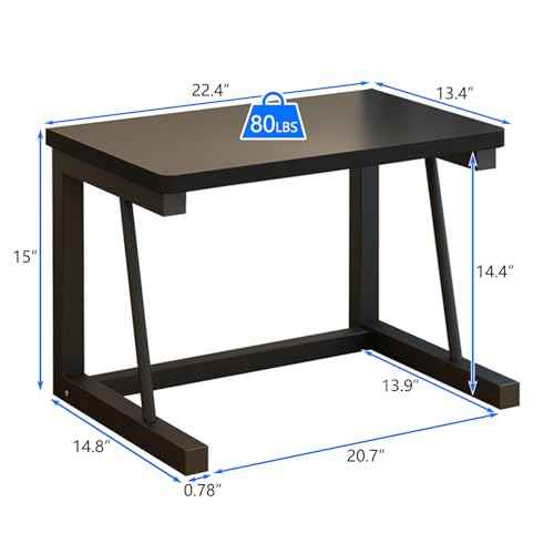 Printer Stand, 2-Tier Desktop Printer Shelf for 3D Laser Printer, Copier, Durable Wood Storage Organizer for Home Office Kitchen, 22.5" W*14.8" D*15" H (2-Tier, Black)