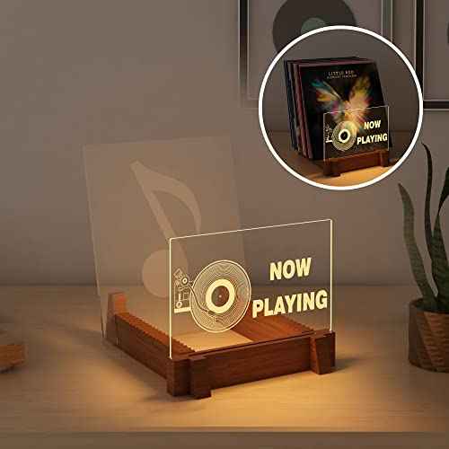 YuanDian Vinyl Record Display & Storage - Light Up Now Playing Acrylic Holder Shelf with LED Display & USB Power