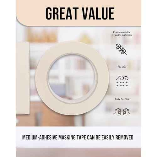 Lichamp Masking Tape 1 inch, 24 Pack General Purpose Beige White Masking Tape, 1 inch x 55 Yards x 24 Rolls (1320 Total Yards)