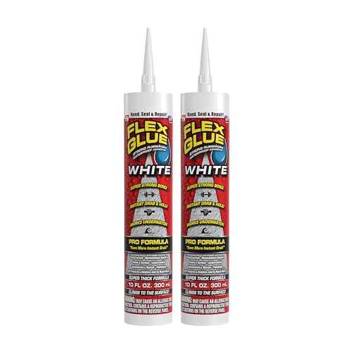 Flex Glue, Super Strong, Rubberized Waterproof Adhesive, Works Underwater, Use on Pools, Showers, Outdoors, Concrete, Brick, Pavers, UV Resistant, 10 oz Cartridge, White, 2-Pack
