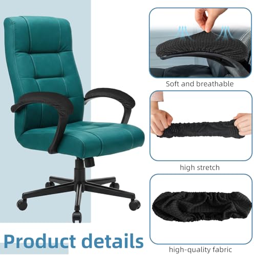 Office Chair Armrest Covers Set of 2 - Stretchable, Washable Arm Covers for Desk Chairs (Black) by ZNBSIXP
