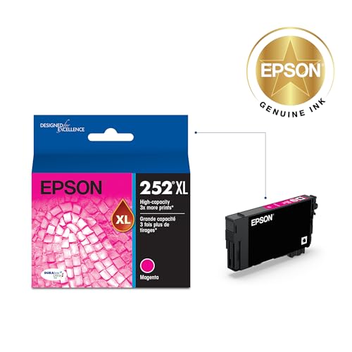 EPSON 252 DURABrite Ultra Ink High Capacity Magenta Cartridge (T252XL320-S) Works with WorkForce WF-3620, WF-3640, WF-7110, WF-7610, WF-7620, WF-7710, WF-7720, WF-7210