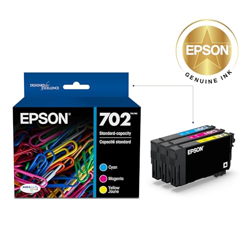 EPSON 702 DURABrite Ultra Ink Standard Capacity Color Combo Pack (T702520-S) Works with WorkForce Pro WF-3720, WF-3730, WF-3733
