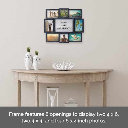 Black 19x17 Inch 8-Opening Collage Picture Frame with Letter Board - Elements