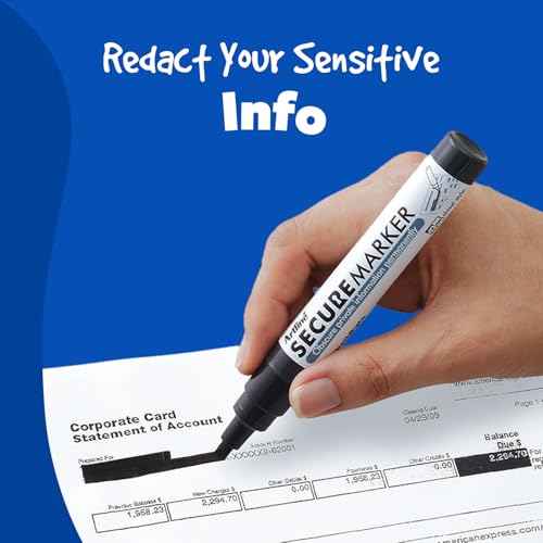 Artline Redaction Marker Privacy Blackout Redacting Pen for Documents & Mail, Black Out Private Information, Redacting Marker Helps Prevent Identity Theft, 12 Pack