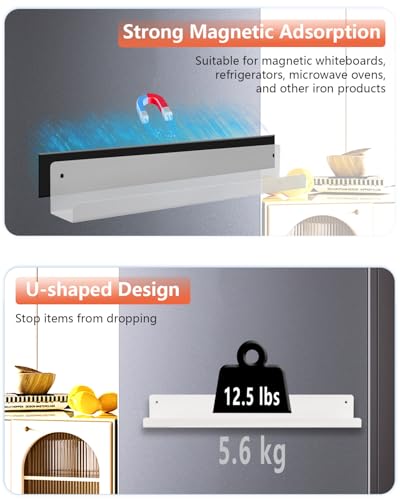 HDLDYDD 17-Inch White Magnetic Book Shelf Pack of 2 for Whiteboards & Walls