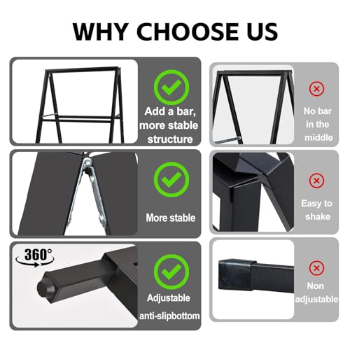 USCNC 24 x 36 Inch A Frame Sign Double-Sided Folding Sandwich Board Heavy Duty Slide-in Sidewalk Signboard for Outdoor Street Advertising Poster(Frame only£¬No white board)