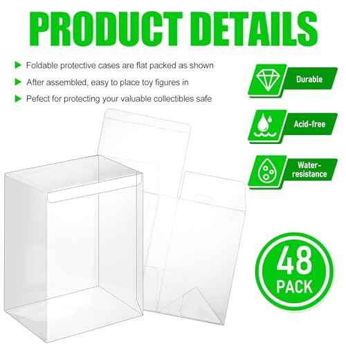 Hoteam 48 Pack Protectors Case Compatible with 4 Inch Vinyl Figures Crystal Clear Protectors Plastic Heavy Duty Display Box Foldable Case with Protective Film Locking Tab (48 Pieces)