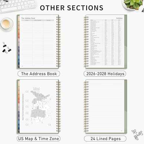 RETTACY 2026 Planner, Weekly and Monthly, Large Size (8.5" x 11"), 2026 Calendar, Jan 2026 - Dec 2026, 12-Month Tabs, Flexible Plastic Cover, 100 GSM Thick Paper (Light Green)