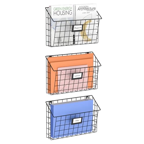 3-Tier Wall-Mounted Hanging File Organizer with Detachable Design - Office & Home Office Storage