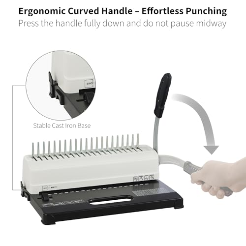 Binditek Binding Machine, 19-Hole, 450 Sheets, Comb Binder Machines with 100 PCS 1/2" Comb Spines, for Letter Size, A5 or Smaller Sizes