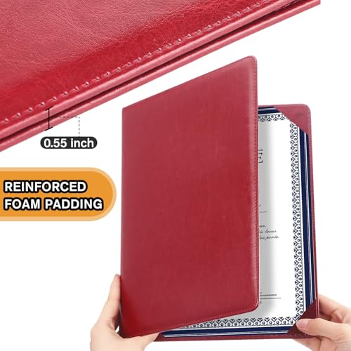 Tenare 10 Pcs Leather Certificate Holder 8.5 x 11 Inch PU Black Red Blue Purple Phd Bachelor Master Diploma Cover Professional Award Folder for Official Graduation Competition Contest Charity (Red)