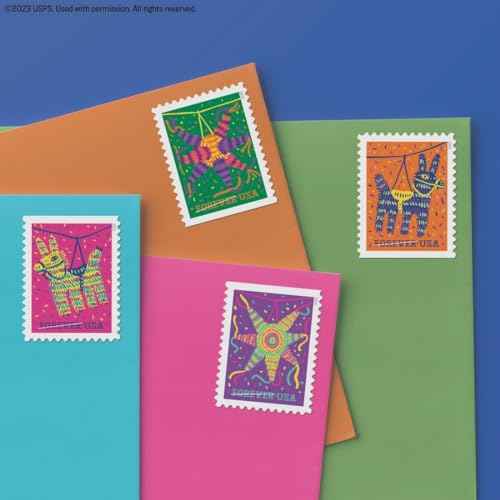 USPS Pinatas (2 Booklets of 20) Forever Postage Stamps Celebrate Hispanic Heritage Latino Festive Celebration Party 2023 Scott #5812-5815