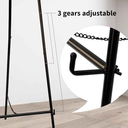 Metal Easel Stand with Chain Support for Mirror,Iron Floor Easels for Display Wedding Sign,58 Inch Adjustable Arts & Crafts Easels(Black)