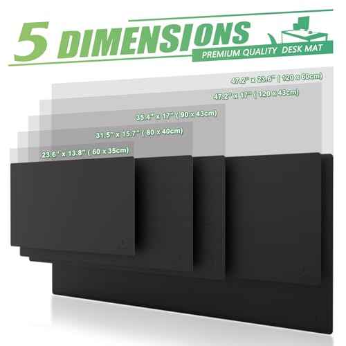 K KNODEL Large Office Leather Desk Mat, Mouse and Keyboard Pad, Computer and Laptop Mat, Desktop Protector and Cover, Writing Pad and Blotter (31.5"x15.7", Black)
